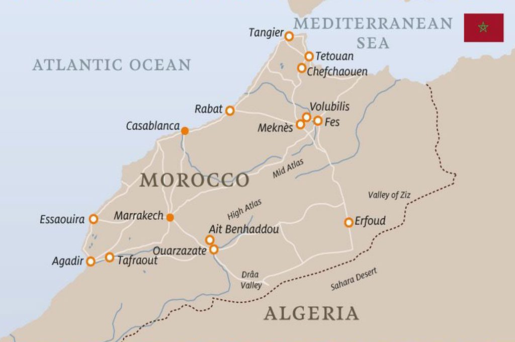 citta imperiali marocco mappa