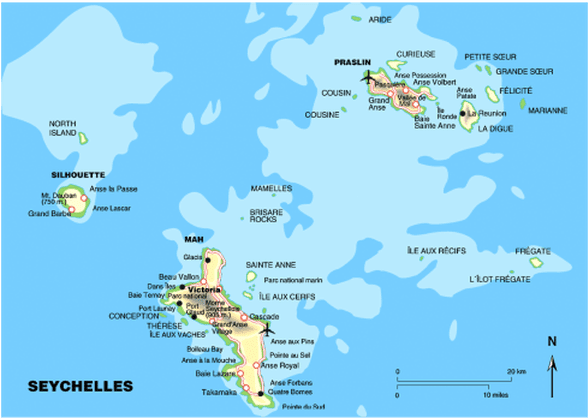 le seychelles mappa