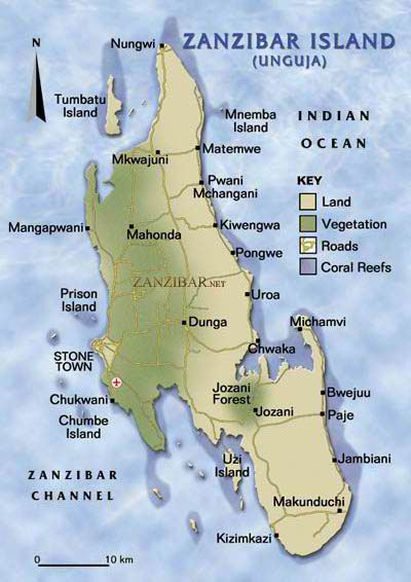 arcipelago di zanzibar mappa