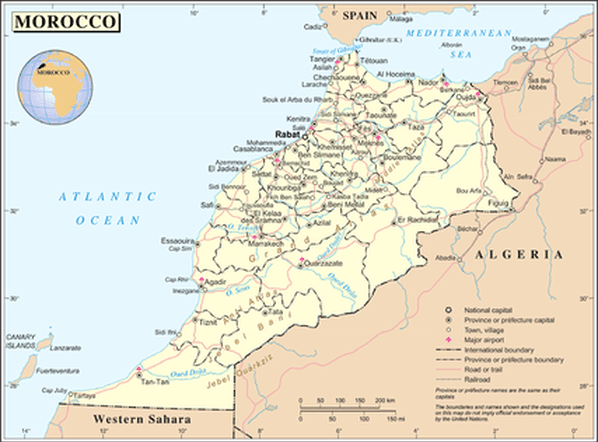 lo stato del marocco mappa