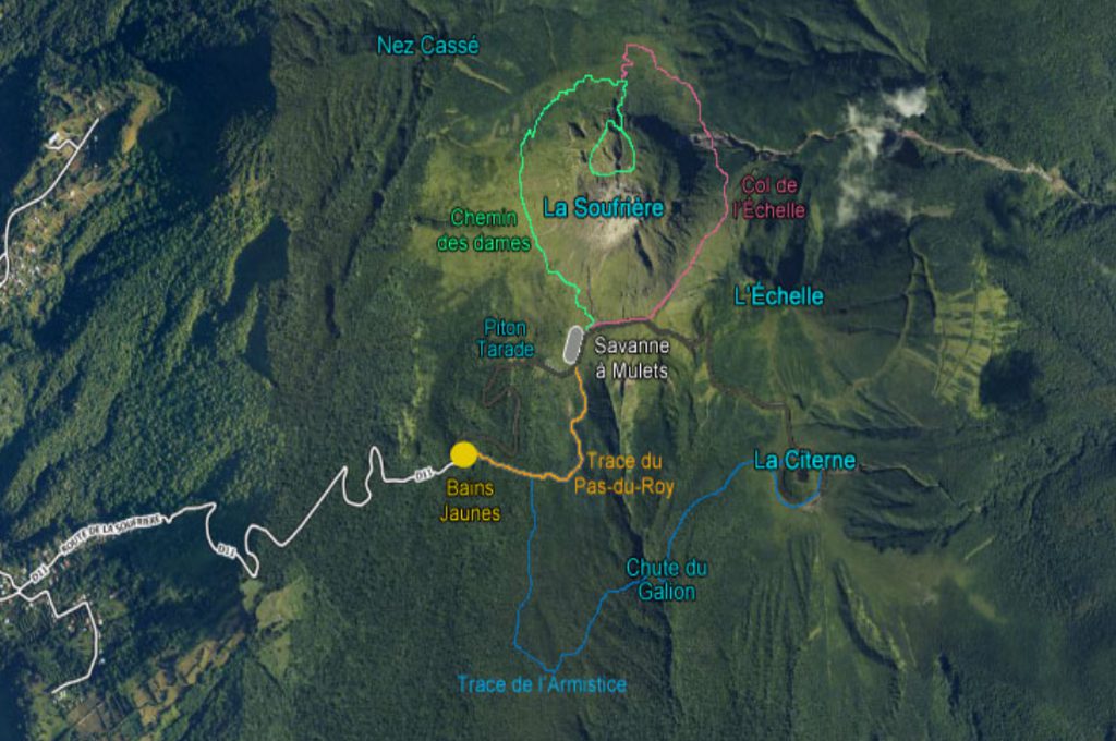 basse terre guadalupe mappa vulcano