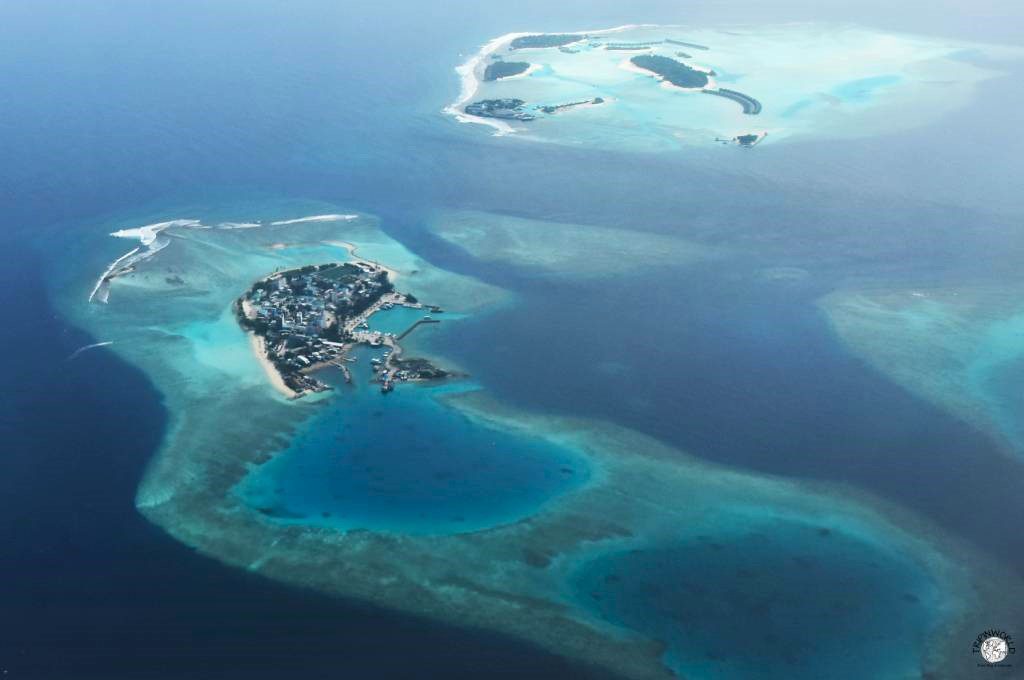 isole maldive veduta aerea