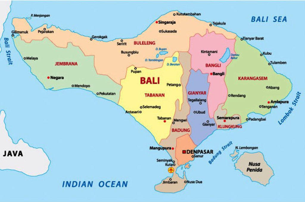 mappa reggenze di bali